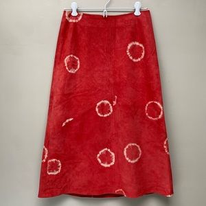 Vintage Suede tie dyed red pencil skirt